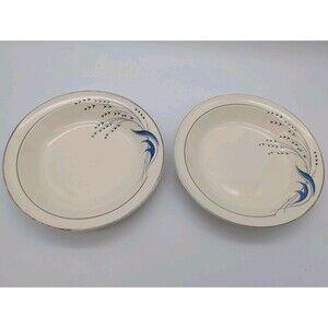 Taylor Smith & Taylor Blue Wheat Soup Bowls Rimmed 2